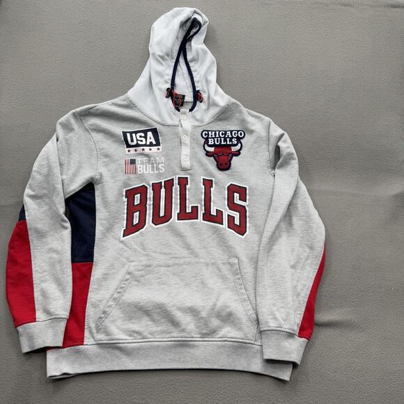Unk Other - Chicago Bulls Hoodie Mens XL Gray Red NBA Basketball Pullover Colorblock USA